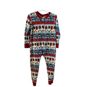 Buccee Christmas thermal pajamas size 4t buttons red green